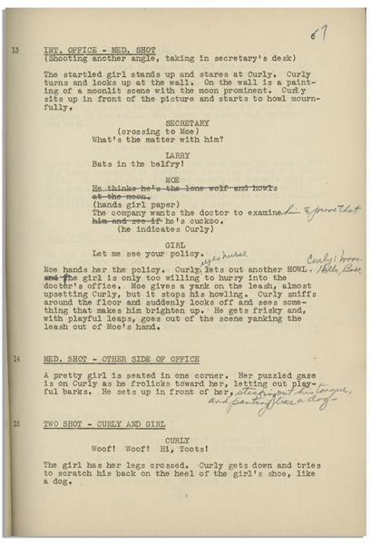 Moe Howard's 29pp. Script Dated April 1940 for The Three Stooges Film ''From Nurse to Worse'' -- With Numerous Annotations in Moe's Hand -- Very Good Condition